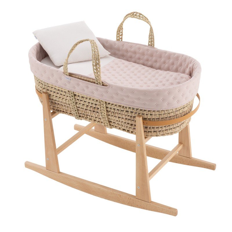 QUILTED BASKET+W.STAND.NATURAL TENDER BLUSH 39x80x61 CM