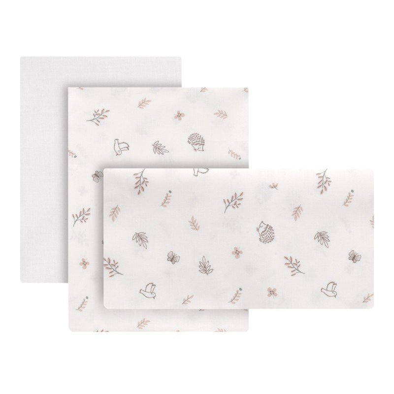 SET 3 PCS.COT FLAT SHEET 60x120x1 CM CALMA PINK