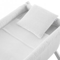 PETIT LIT PIEDS X BOIS UNE UNIC ECRU/BLANC 55x87x74 CM
