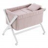 PETIT LIT PIEDS X BOIS UNE UNIC ROSE/BLANC 55x87x74 CM