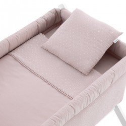 PETIT LIT PIEDS X BOIS UNE UNIC ROSE/BLANC 55x87x74 CM