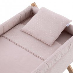 PETIT LIT PIEDS X BOIS UNE UNIC ROSE/NATUREL 55x87x74 CM