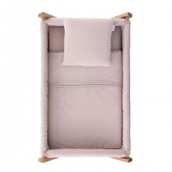 PETIT LIT PIEDS X BOIS UNE UNIC ROSE/NATUREL 55x87x74 CM