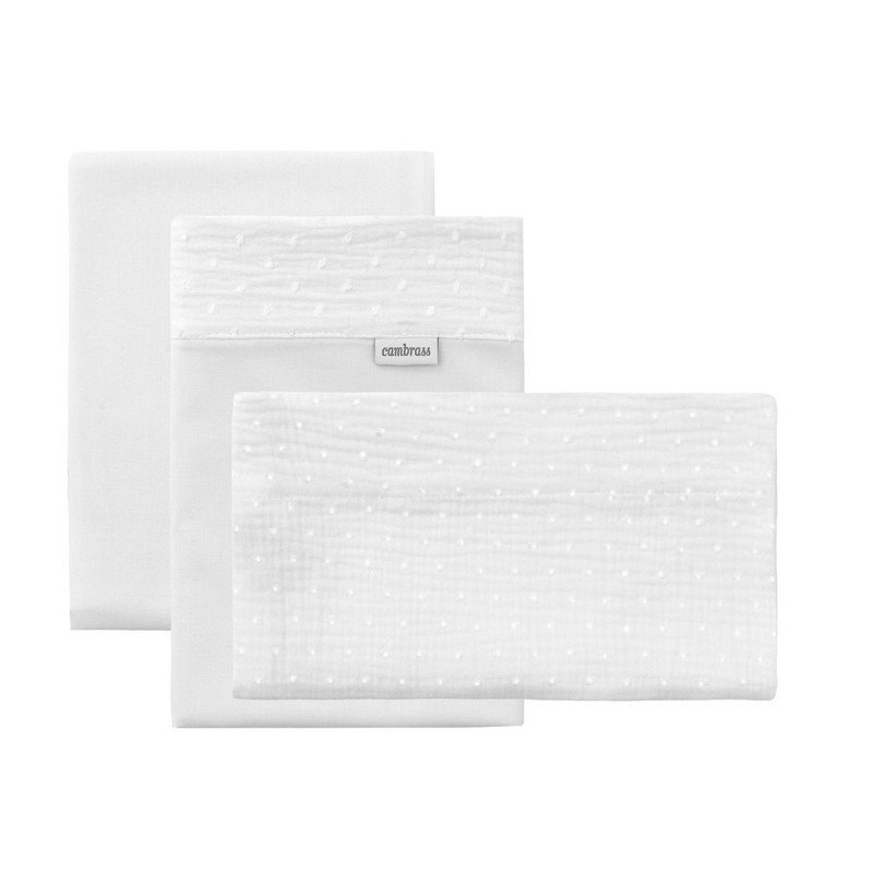 SET 3 PCS.COT FLAT SHEET 60x120x1 CM UNIC ECRU