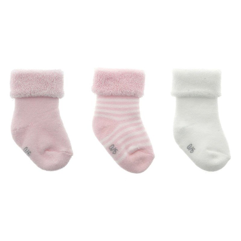 JUEGO 3 CALCETINES PARA BEBE LISO ROSA
