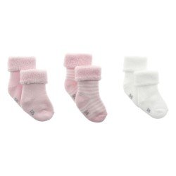 JUEGO 3 CALCETINES PARA BEBE LISO ROSA