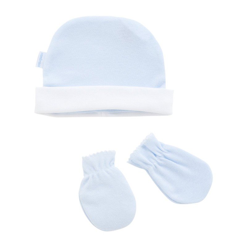 BONNET ET MOUFFLES .. LISO BLEU