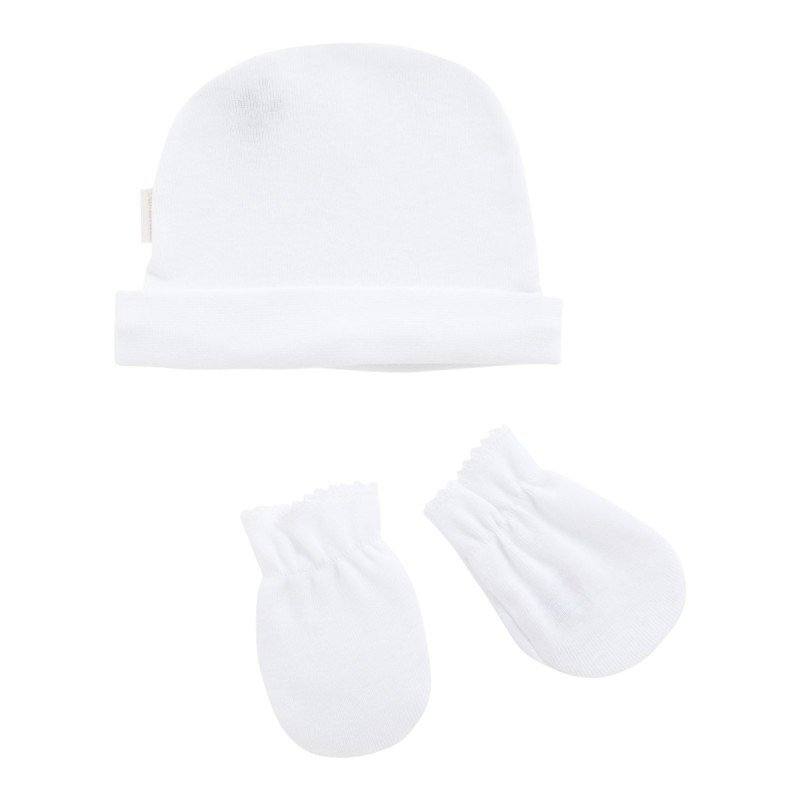 GORRO Y MANOPLAS .. LISO BLANCO