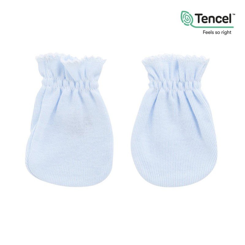 MOUFFLES TENCEL BLEU ..