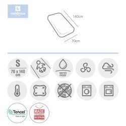 LENZUOLO REGOLABILE IMPERM.TEN 70x140x19 CM LISO E BIANCO