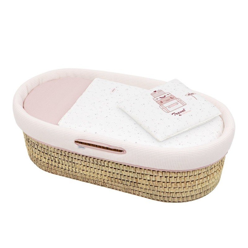 QUILTED BASKET UNE SKY PINK 39x80x25 CM