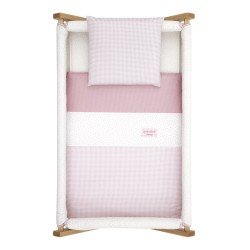 SMALL BED X WOOD UNE VICHY10 PINK/NATURAL 55x87x74 CM