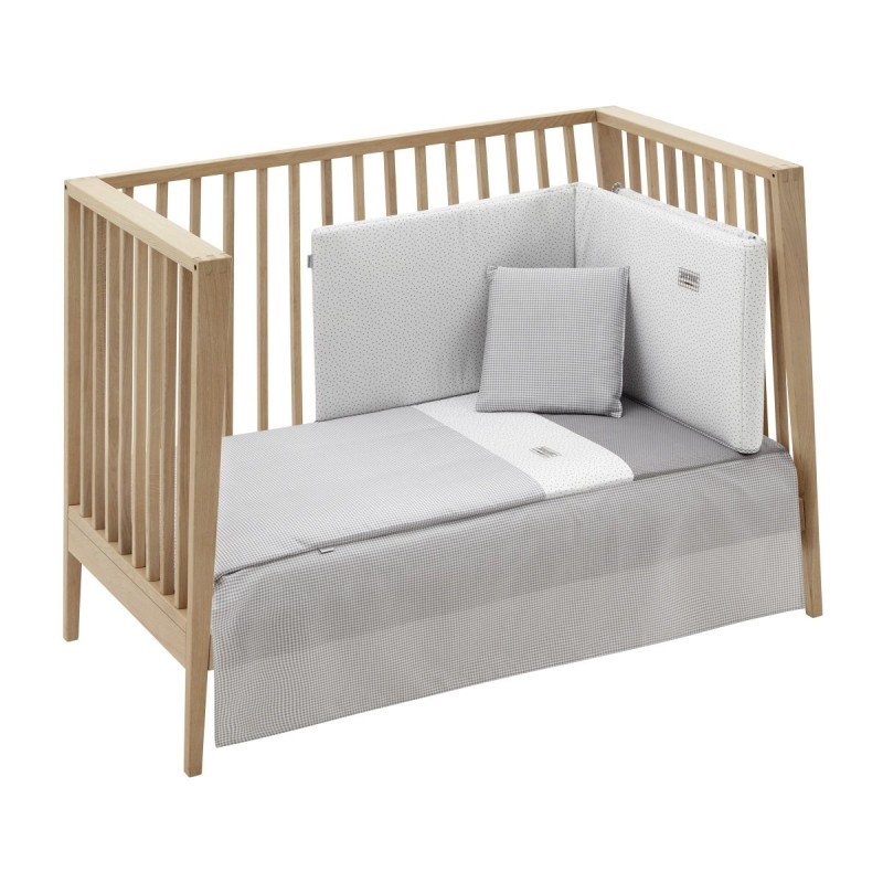 JGO 2 PCS.COLCHA I-V. CUNA 70 VICHY10 GRIS 70x140x3 CM