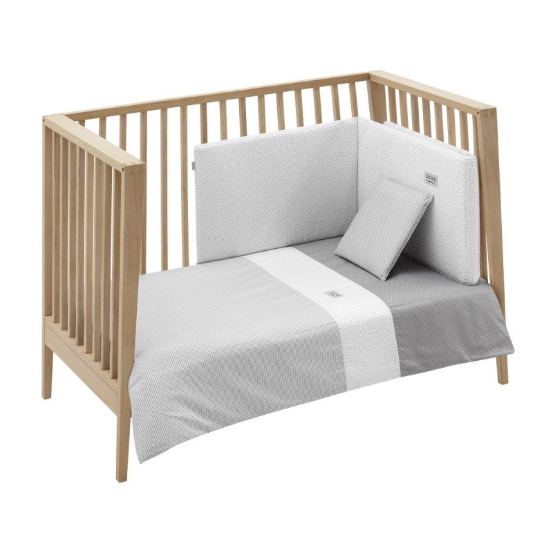JGO 2 PCS.F.NORDICA CUNA 70 VICHY10 GRIS 110x170x3 CM