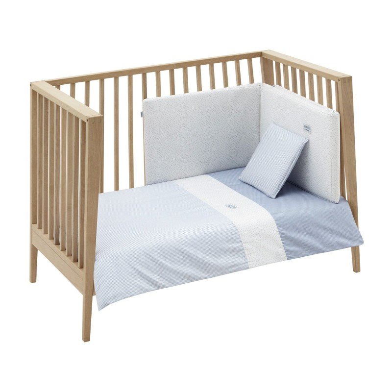 JGO 2 PCS.F.NORDICA CUNA 70 VICHY10 CELESTE 110x170x3 CM