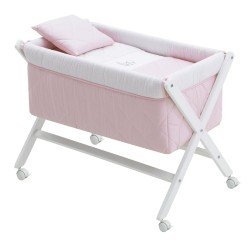SMALL BED X WOOD UNE ESSENTIA PINK/WHITE 55x87x74 CM
