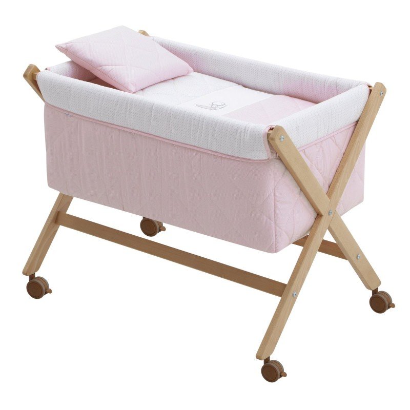 SMALL BED X WOOD UNE ESSENTIA PINK/NATURAL 55x87x74 CM